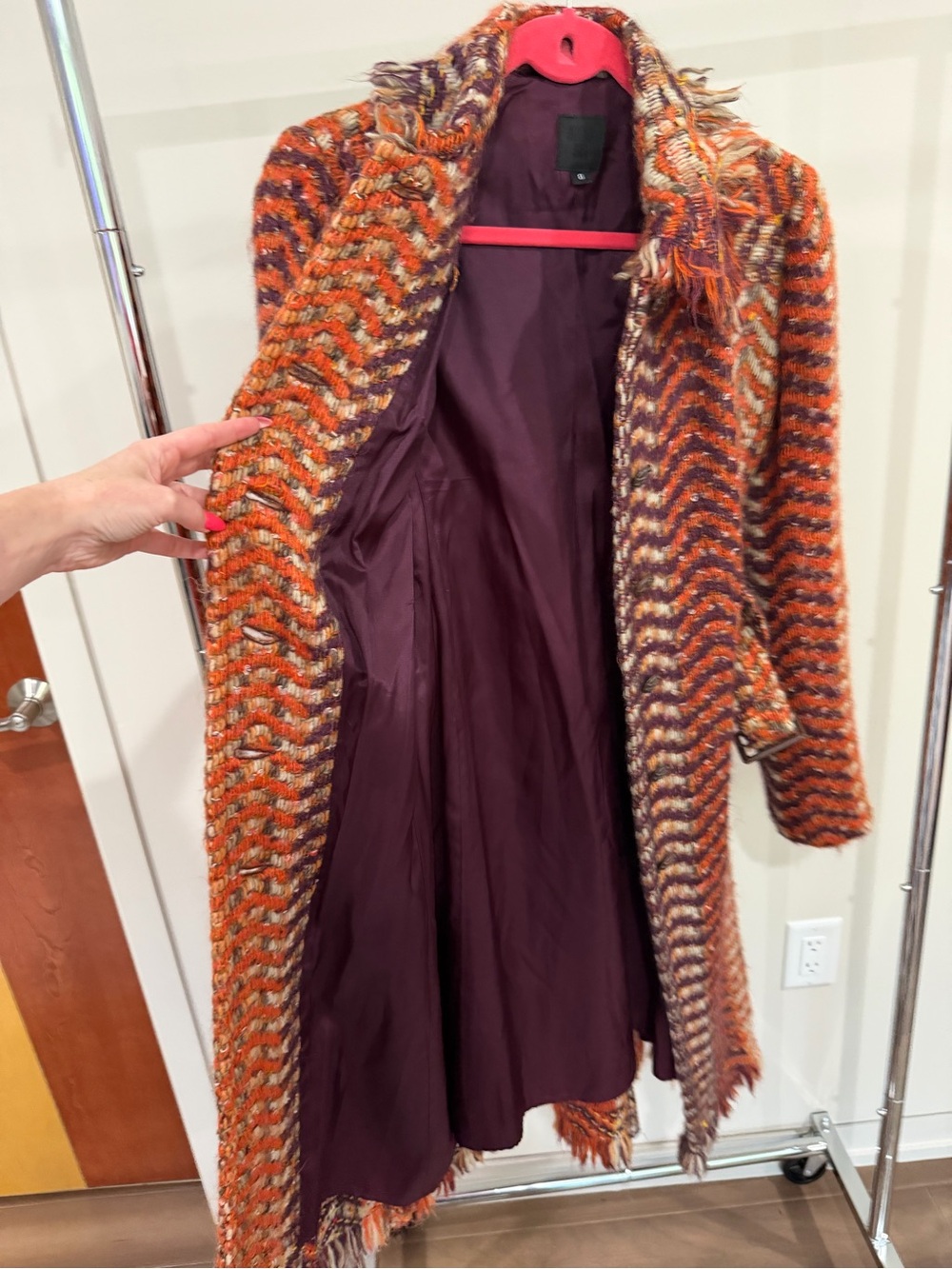 Anna Sui Fall 2006 Burnt Orange Woven Wool Coat RARE size 8 - Picture 14 of 15